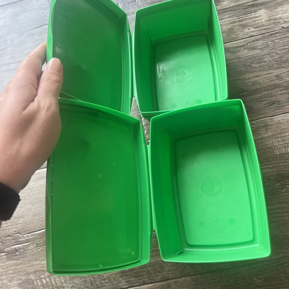 Kid‎ fresh Flushable Wipes Dispenser, Hard Container Refillable Tub Green Set 2